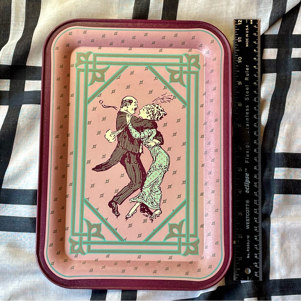 Vintage 1983 Armstrong Metal Tray Art Nouveau Couple Dancing